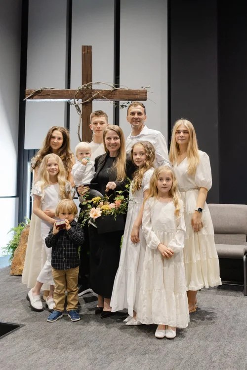Pastor Mikhail and Alena Tikhonov with their family