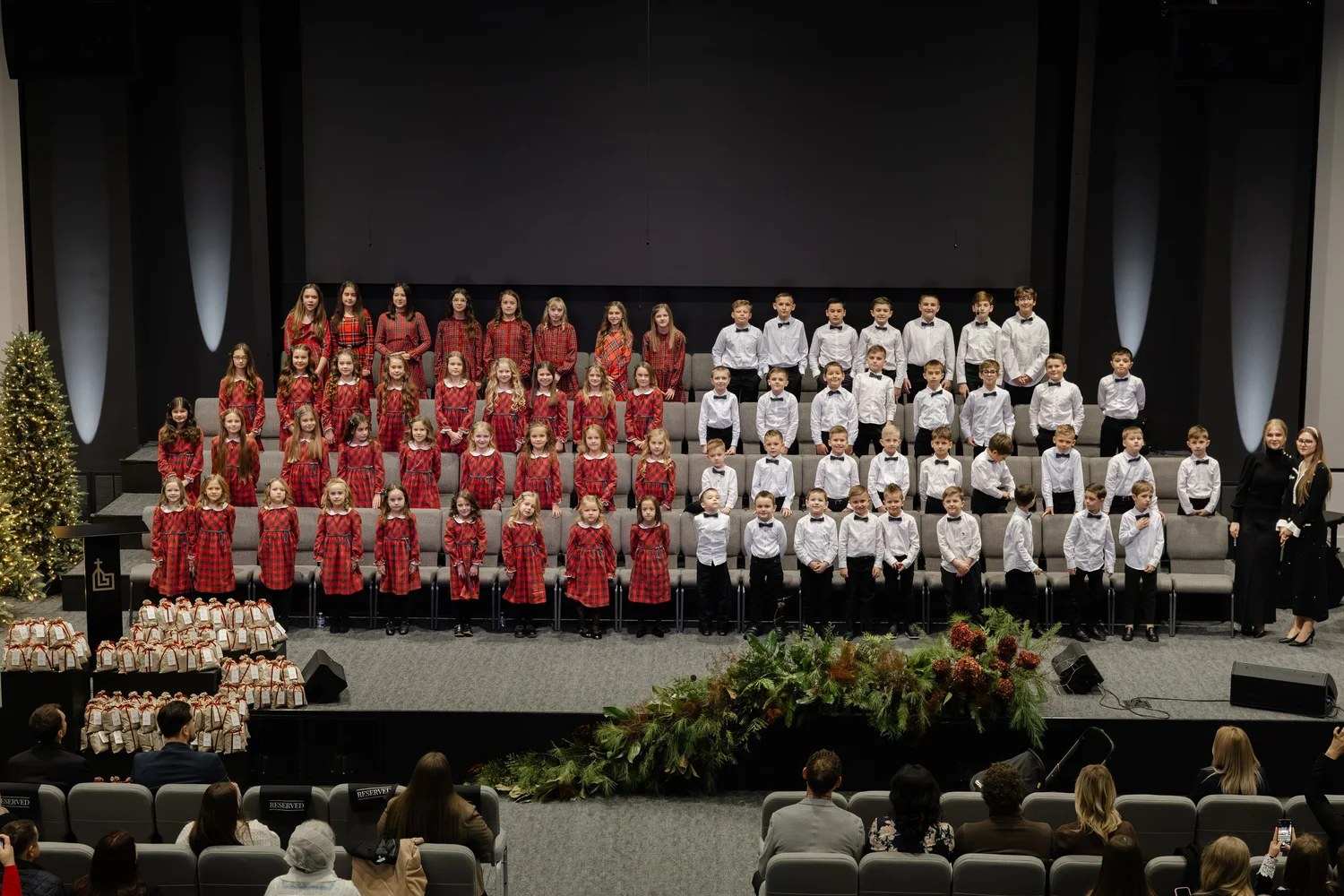 Children singing in church