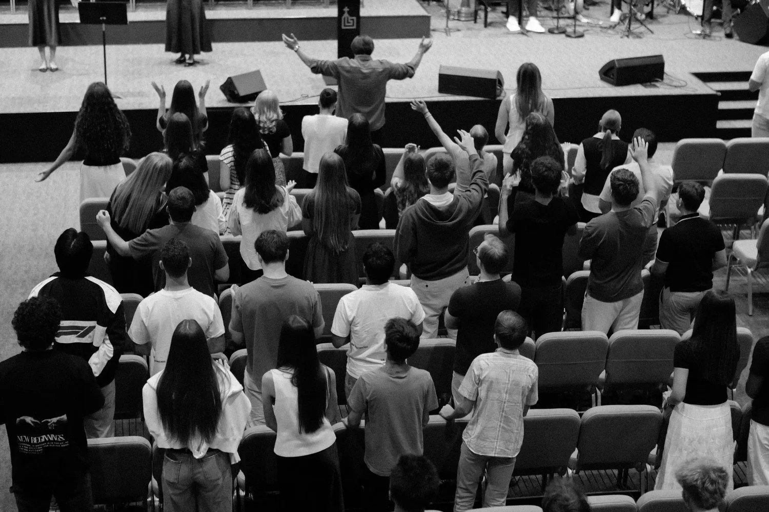 Young adults gathered at church